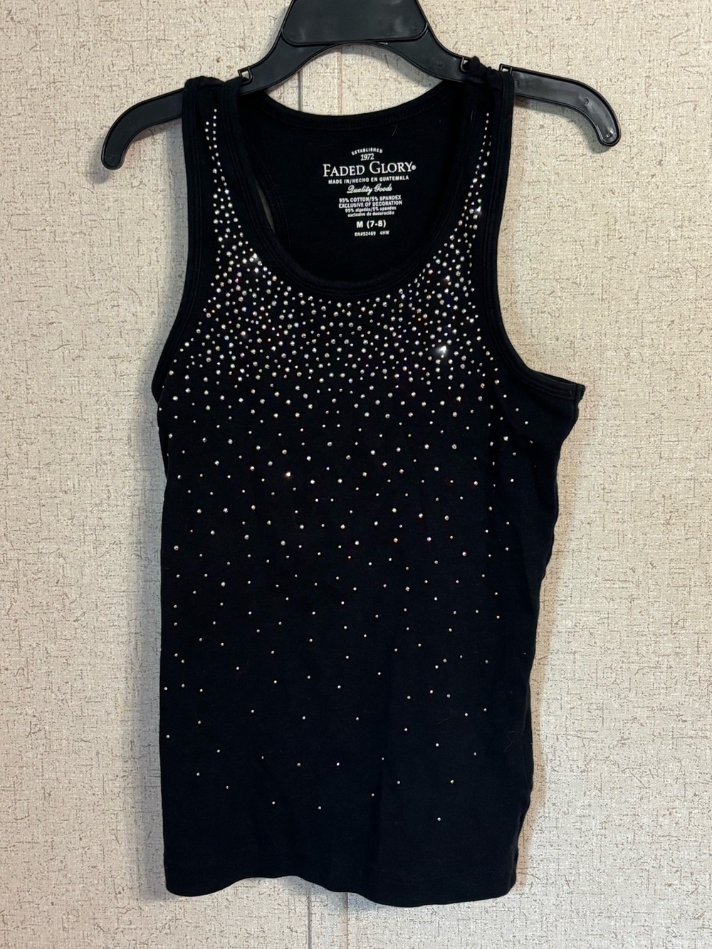 Faded Glory Black Tank with Silver Stud Accents 7/8 girls